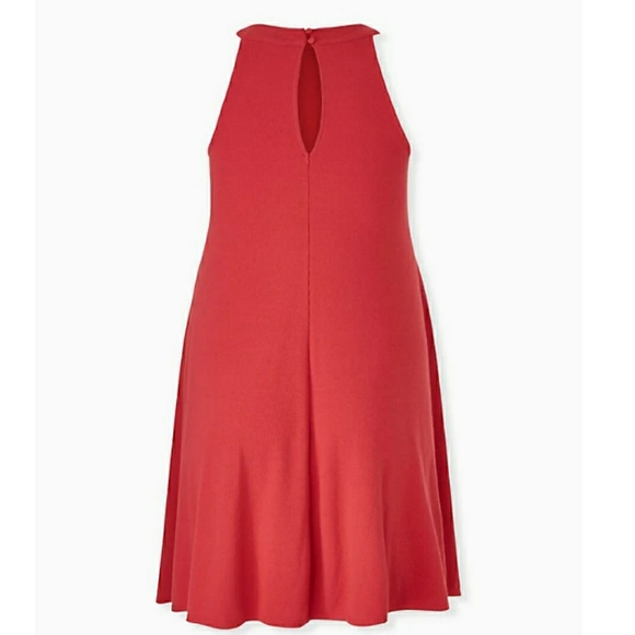 Torrid Red Ribbed Sleeveless Fluted Midi Dress Red 2X 18 20 - Picture 2 of 11